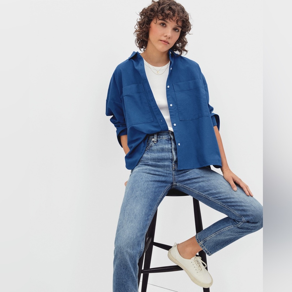 NWT Everlane the Boxy Oxford in blue